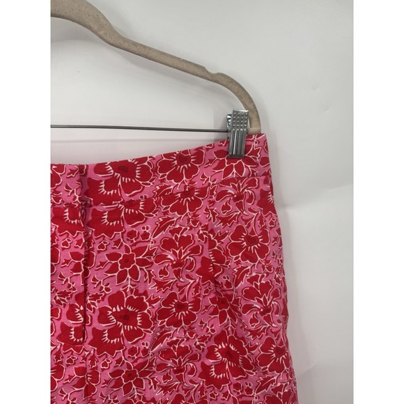 J. Crew Factory High Rise Floral Print Short Pink Red Linen‎ Blend Womens 14 NEW - Picture 9 of 11